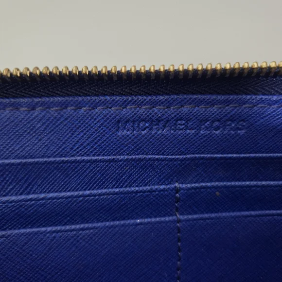 Michael Kors Jetset Lg Card Case Carryall Leather Wallet Blue Sapphire - Picture 6 of 7